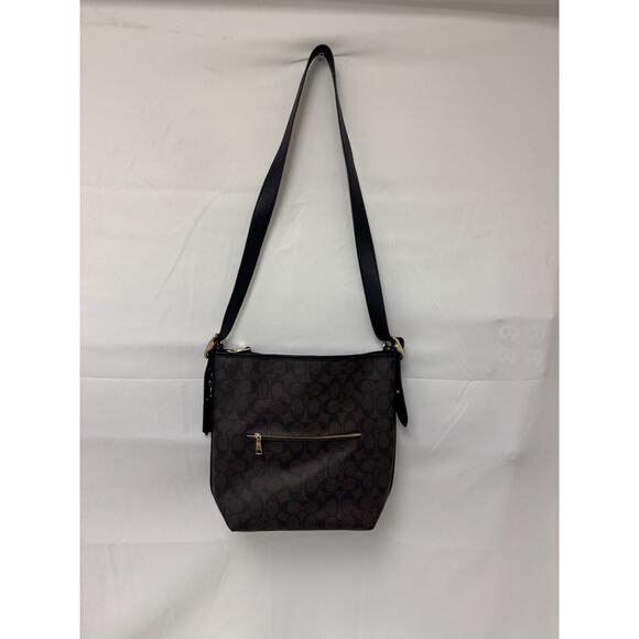 COACH Signature VAL Duffle PVC Leather Shoulder Crossbody Brown Black C2819 New - Picture 7 of 13